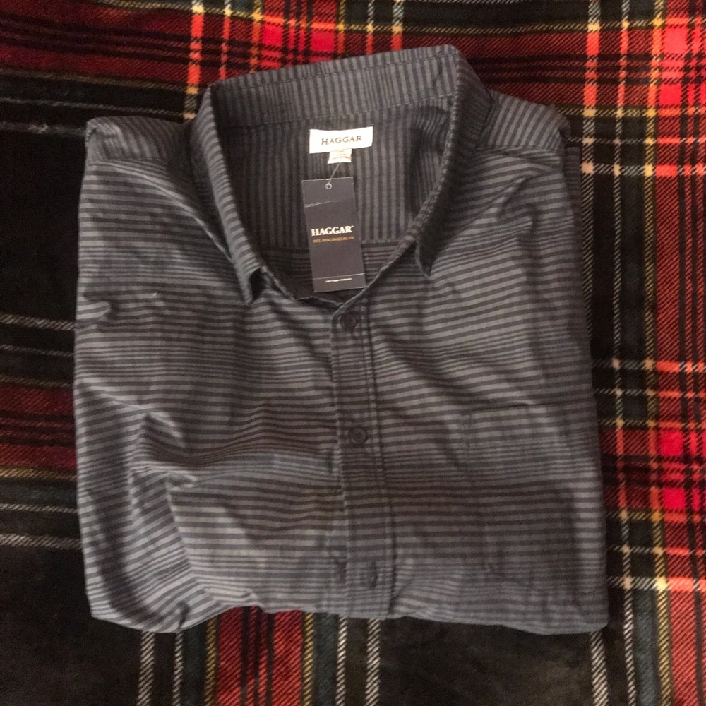Haggar Signature Collection Weekender striped long sleeve dress/casual shirt